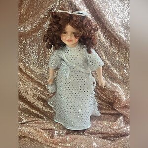 Elegant Sparkle vintage porcelain Doll Curly red Hair